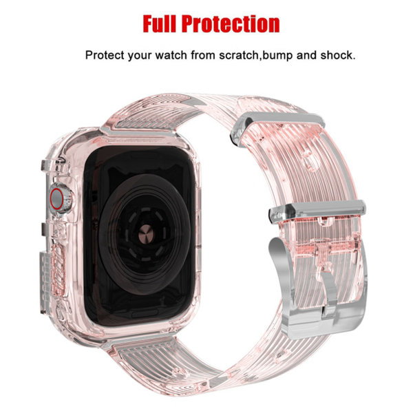 Rose Transparent armband för Apple Watch Series 7/6/5/4/3/2/S