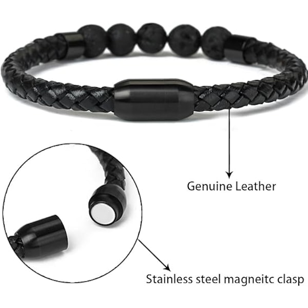 Armbånd for helbredelse og balanse - ekte lær med magneter
