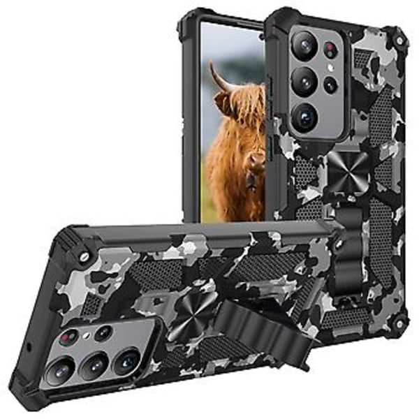 Kamuflasje Armor-etui for Samsung Galaxy S23 Ultra 5G (Grå)