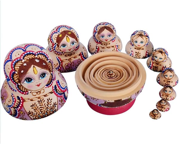 10 stk fine russiske Nesting Dolls Matryoshka håndlagde
