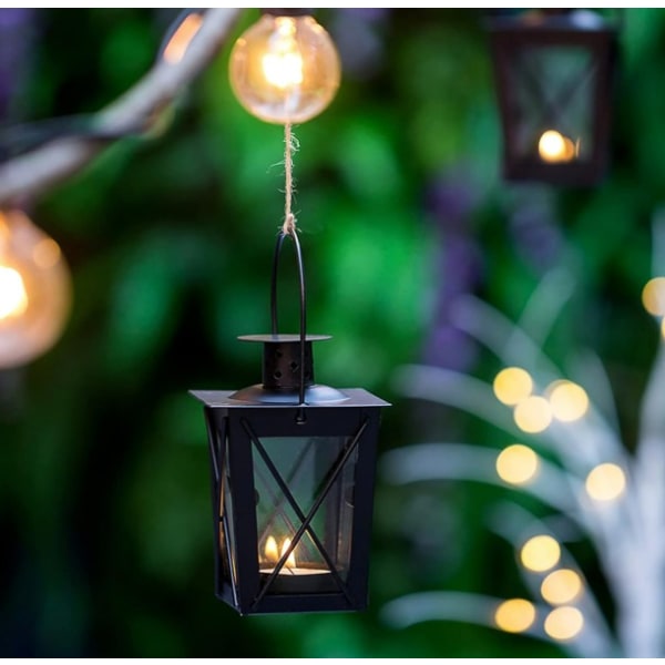 2pcs Black Ground/Hanging Glass Lantern, Portable Glass Lantern,