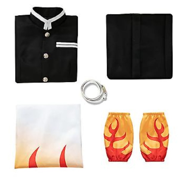 Demon Slayer Deluxe Kostym, Rengoku Kyoujurou Cosplay Kimono Outfit för Män, Japansk Anime Rollspel Klä upp sig för Halloweenfest Comic Con (2XL)