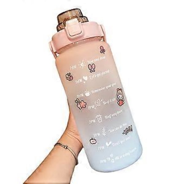 Bästa Erbjudandet-Frostad Kopp Utomhus Sport Bärbar Med Studs Lock Stor 2000ML Blå Modell Gradient 2000ml Kapacitet Vattenflaska (rosa)
