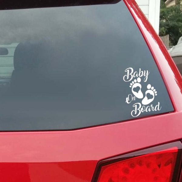 White car baby stickers remind babies to stick footprints inside