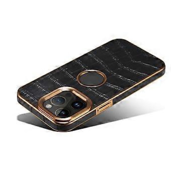 Denior Krokodille-Tekstureret PU-Etui til iPhone 12 Pro Max (Sort)