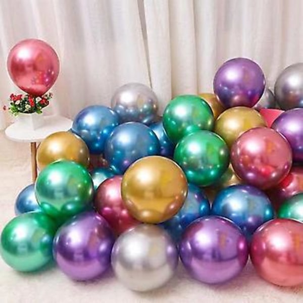 JUSCH Värikkäät Juhlaballongit 50kpl 12tuumaa Kromi Metalliset Helium-Ballongit Syntymäpäiväjuhlan Koristeluun ja Kaarikoristeluun Hääjuhla Syntymäpäivä Vauva Suihku