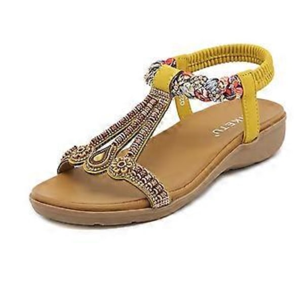 Sommer Nye Damesandaler Elastikbånd Let og Behagelige Sandaler (EU 40 Gul)