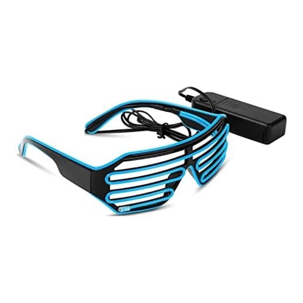 (Ice Blue) Shutter Shades Light Up Glasses, Futuristic LED Party Glasses, E