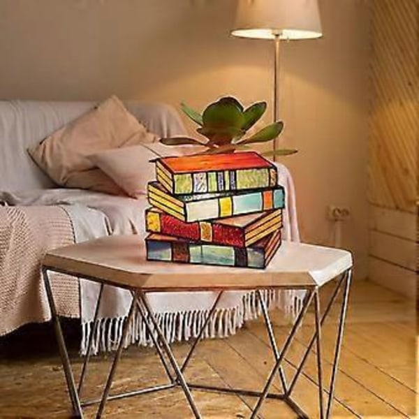 100% NY, Staplade Böcker Lampa i Målat Glas, Bordslampa i Målat Glas, Vergissim Boklampa ( )
