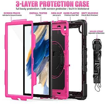 Tablet Etui til Samsung Galaxy Tab A8 10.5 2021 X200 / X205 (Roserød  Sort)