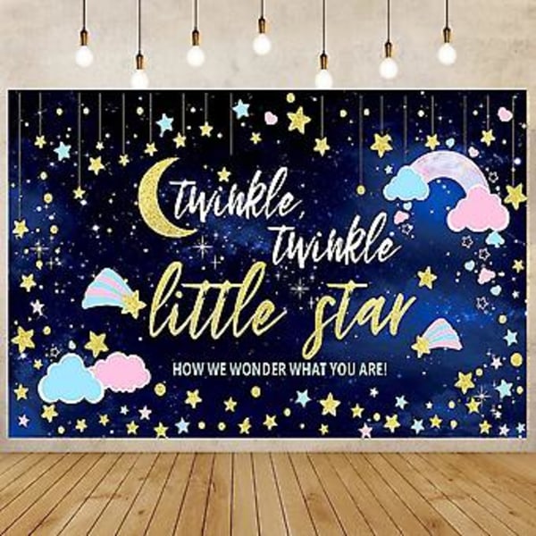 Gender Reveal Banner Twinkle Twinkle Little Star Pregnancy Reveal Photography Background Pink Blue Cloud Banner Glitter Little Star Baby Shower Photo