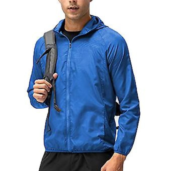 Men Lightweight Casual Jacket Combat Outdoor Hiking Hooded Coat Outwear Tops-r (3XL Royal Blue)