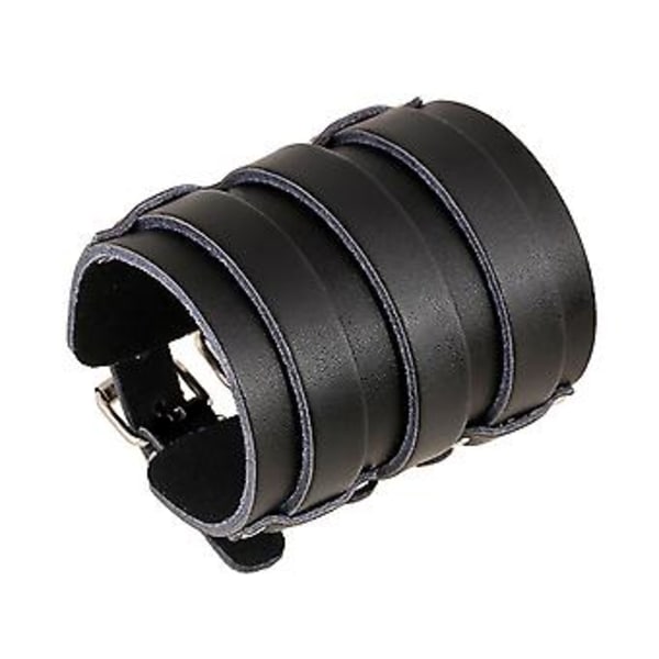 Herrar Läder Bred Trippel Rem Manschett Wrap Handskar Armband Spänne Fästning Arm Rustning Manschett 4 Rader