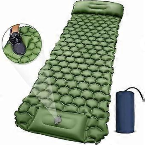 Ultralett selvoppblåsende campingmatte med pute, bærbar luftmadrass, enkeltseng for camping, egnet for fotturer, camping,