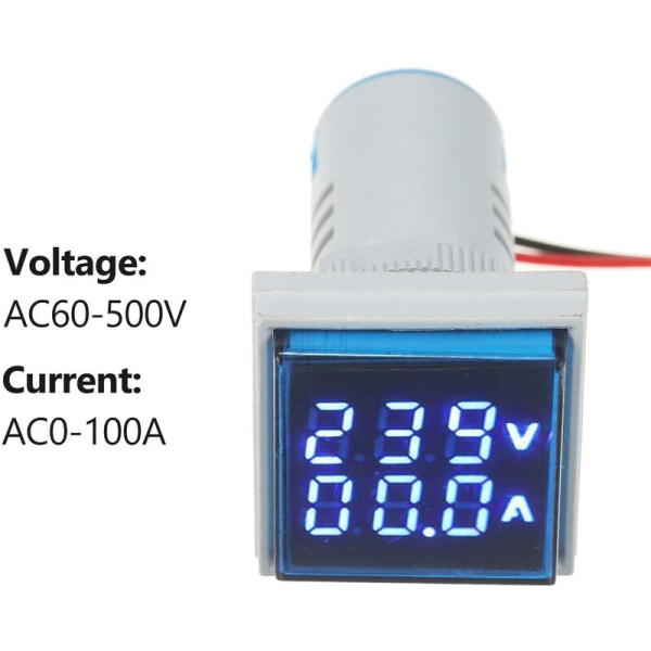 (Sininen) Mini Square Digitaalinen Volt-Ampeerimittari Voltammeteri Ampeerimittari Voltm