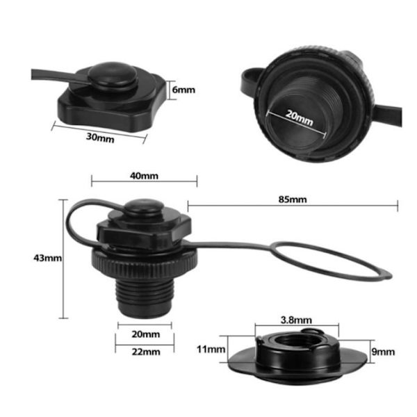 Vit Xrten 2-pack luftventiler ventiladapterlock för kajakinf