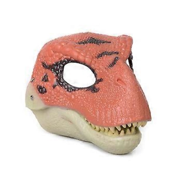 Dinosaurusnaamio päähine, Jurassic World dinosauruslelut avautuvalla liikkuvalla leualla, Velociraptor-naamio & Tyrannosaurus Rex -naamiopaketti (oranssi)