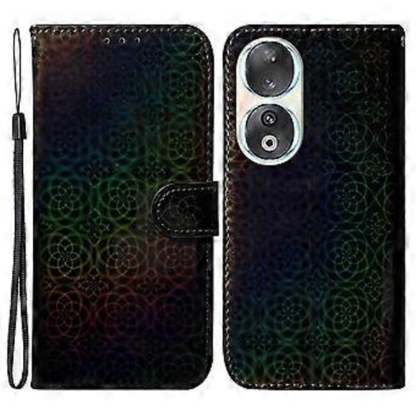 Plånboksfodral i PU-läder för Honor 90, bländande blommönster, stativ för mobiltelefon (Stil A)