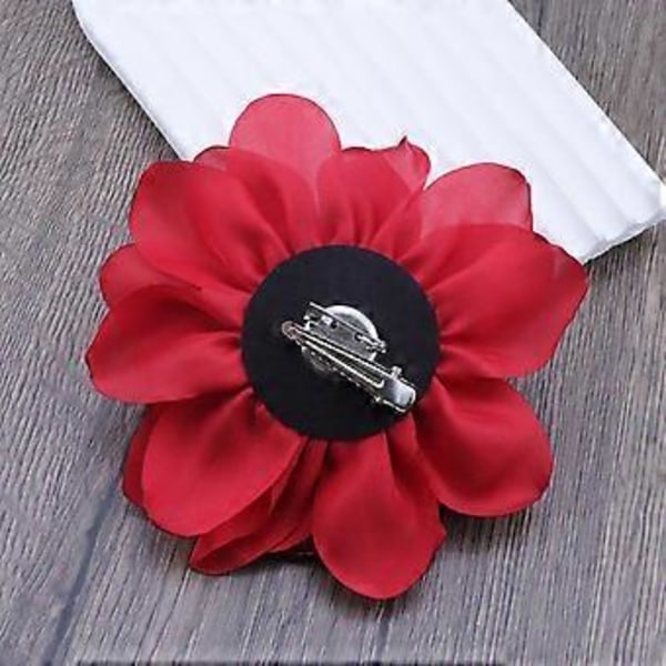 Elegant Stor Blomsternål i Blødt Stof Delikat Stofblomst Broche Nål Delikat Krave Nål til Rejser og Fritid Sort (Sort)