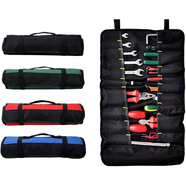 Grön-Tool Bag-38 fickor-Bärbar hopfällbar verktygsväska (verktyg ingår ej)