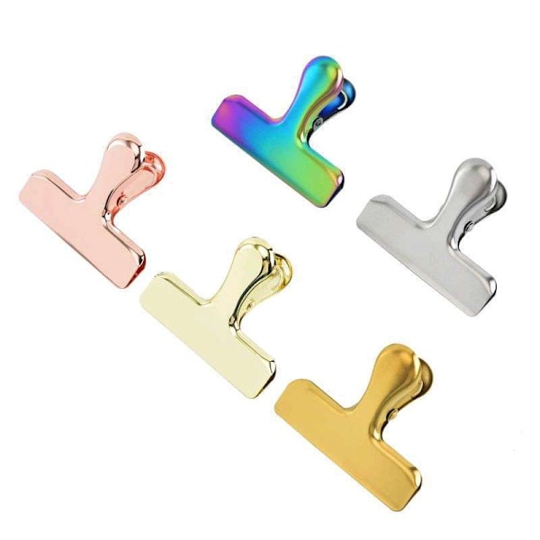 Chippose-Clips, 5-pak Store Størrelse Gyldent Rustfrit Stål Lufttæt Pose