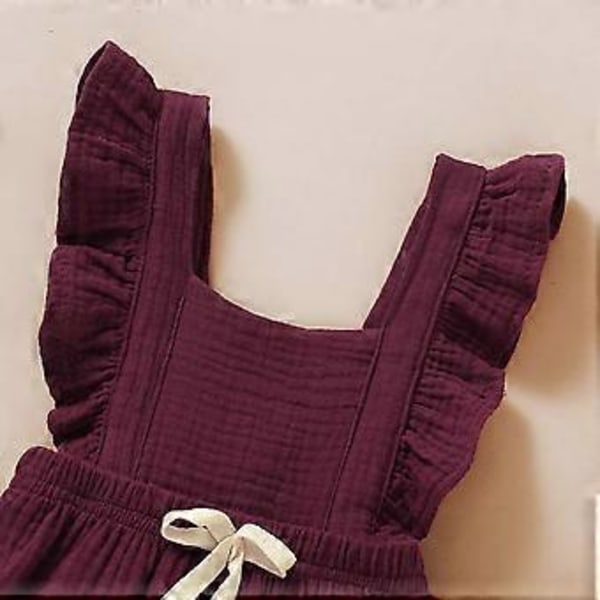 KATEA Spædbarn Pige Rufflet Ærmeløs Romper Casual Sommer Jumpsuit Bomuld Linned Tøj