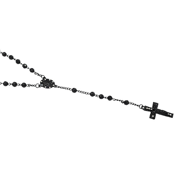 Mænds rosenkrans i rustfrit stål Sort 52 cm
