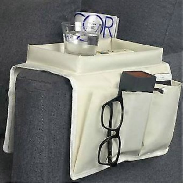 Hängande Förvaringsficka för Soffa Rektangulär Multipla Fickor 600D Oxford Tyg Fjärrkontroll Soffa Hängande Förvaringsficka för Vardagsrum (Svart)