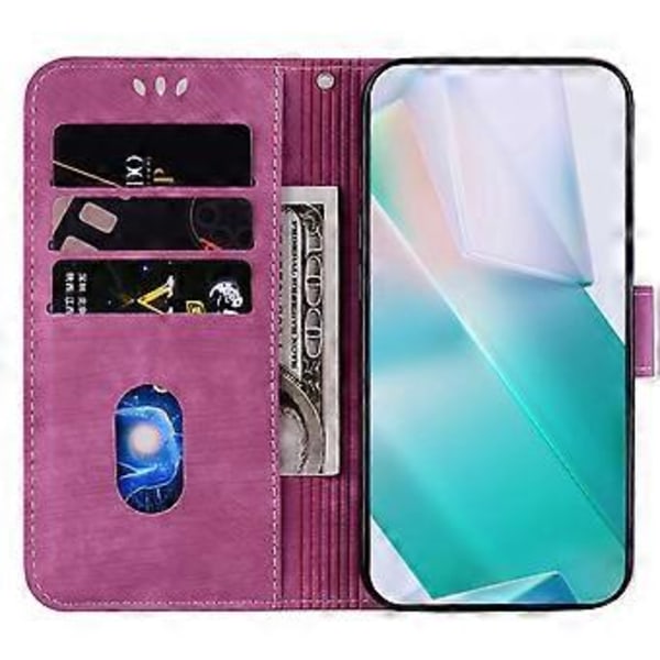 Embosset lærveske for iPhone 12 mini (Roserød)