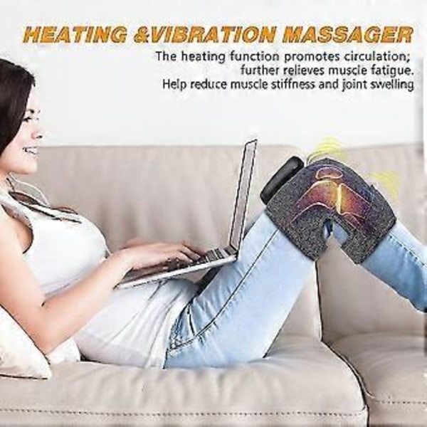 Massage Värme Knäskydd, Elektrisk Värme Knäskydd Vibration Knämassager Termisk Värmeterapi Varm Kompress 1st