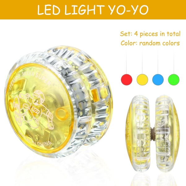 4 Pieces Yo-Yo LED Light Kids Yo-Yo Reactive Plastic Yoyo Enterta