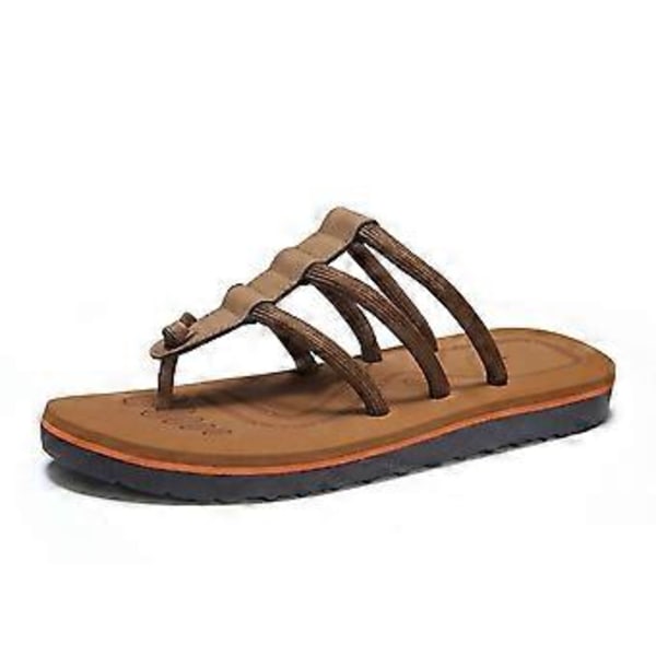 Uformelle slippers med tågrep for menn, komfortable sklisikre utendørssko for fotturer (42 Kaki)