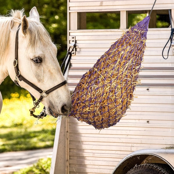 2-pack hönät för giriga hästar, 2x2 cm små hål, nylon , justerbar släpvagn och stallmatare