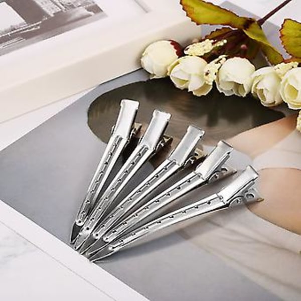 JUSCH 3,5 tum Anka Näbb Hårclips Metall Alligator Lockar Clips Sektionering Clips med Hål (24 stycken),WZ-470R