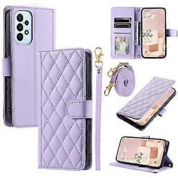 Etui til Samsung Galaxy A73 5G med rombe-mønster i PU-lær, crossbody-veske (Stil E)