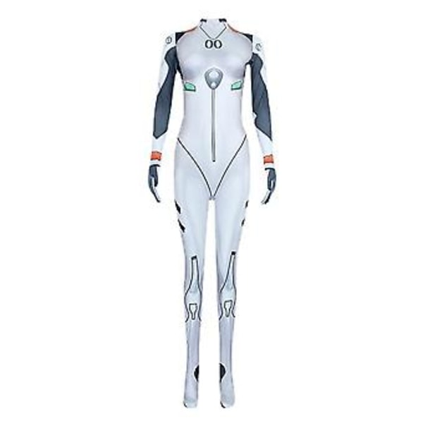 Evangelion Ayanami Rei Bodysuit -asu - Aikuisten Naisten Anime-hyppyasu Halloween-karnevaali Cosplay-pukeutumisjuhla (XL)