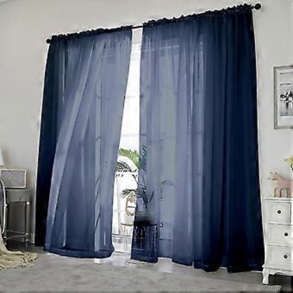 Sjønne Hvite Gardiner, Sjønne Gardiner 84 Tommer Lange 2 Paneler Sett, Stanglomme Voile Fimly Sjønne Gardiner for Stue/Soverom, 2stk, Hver 42\" B x 84\" L