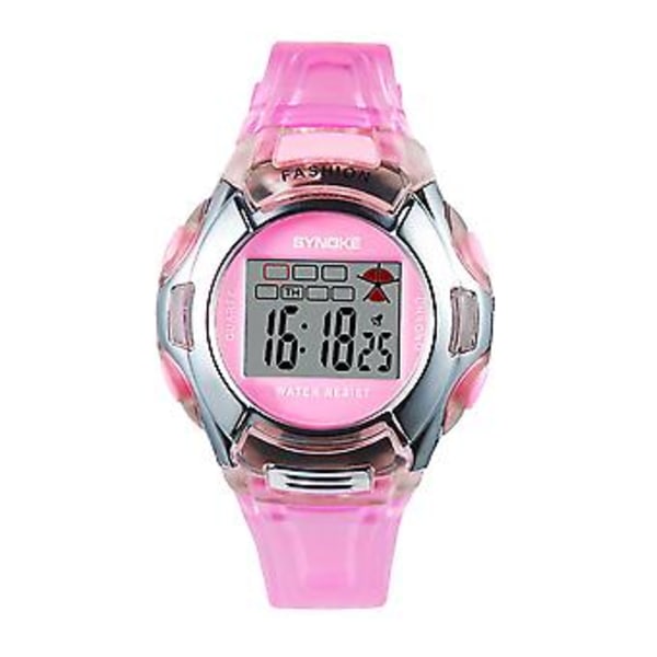 Digitale børneure til drenge piger LED Sports Vandtætte armbåndsure Børn (Pink)