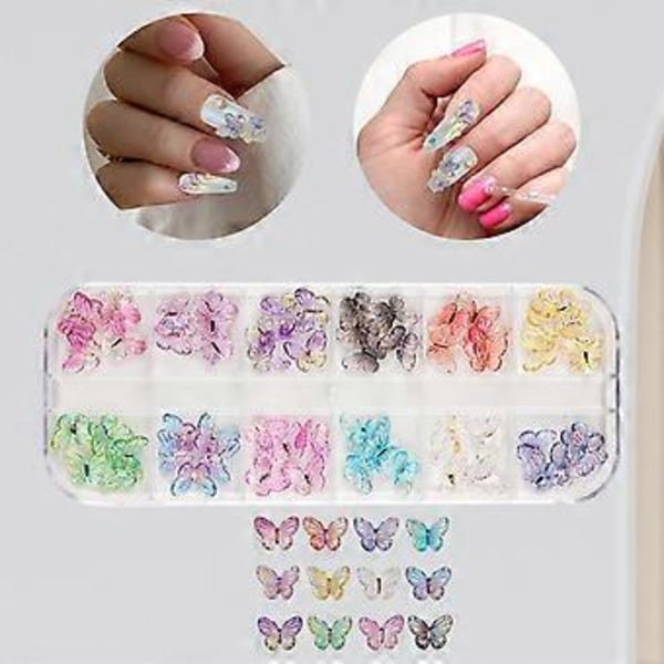 Nagelkonst Strass Set Glittrande Sommar DIY Nagelkonst, Fjärils Nageldekaler Fjärils Nagelkonst Berlocker för Hem Nagelkonst (Liten fjäril)