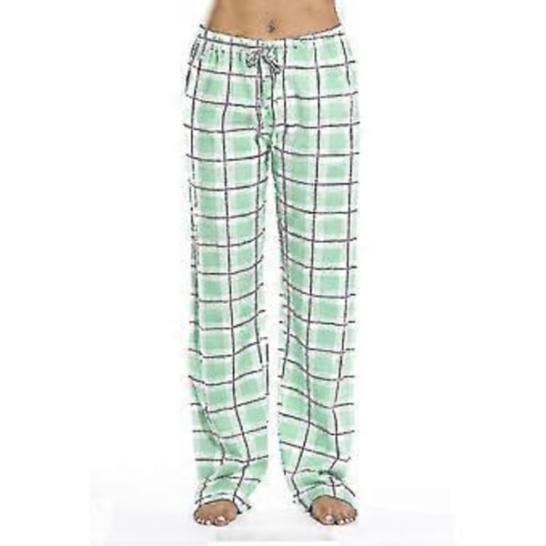 Dam Pyjamasbyxor med Fickor, Dam Mjuka Flanellrutiga Pyjamasbyxor Z (S grön)