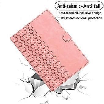Preget PU-etui for Samsung Galaxy Tab S9 / S9 FE (Rosa)