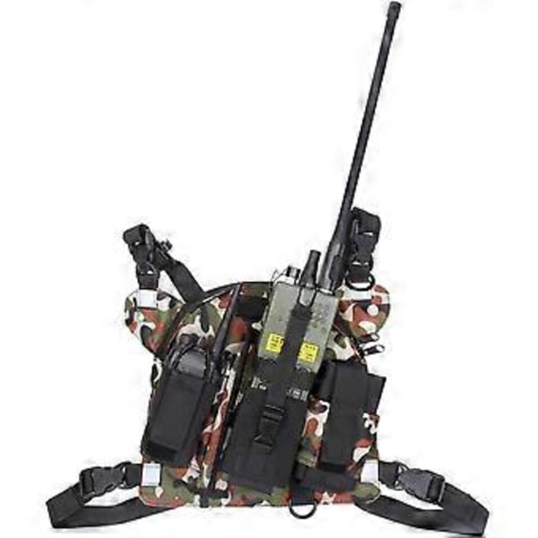Radio Pack Ryggsäck Bärväska för Tvåvägsradio för Löpning Cykling Vandring Camping Svart (FÄRG 3)