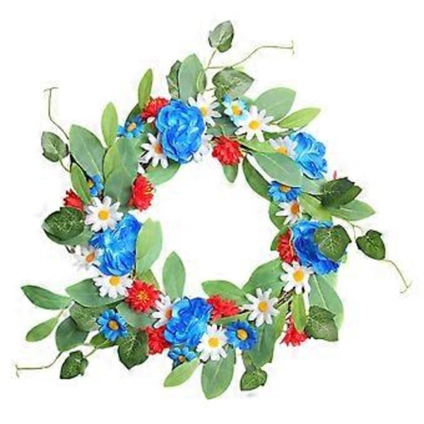 Blomsterkrans Konstgjord Blomsterkrans Färgglad Tusenskönakrans Ytterdörr Vägg Hängande Hänge