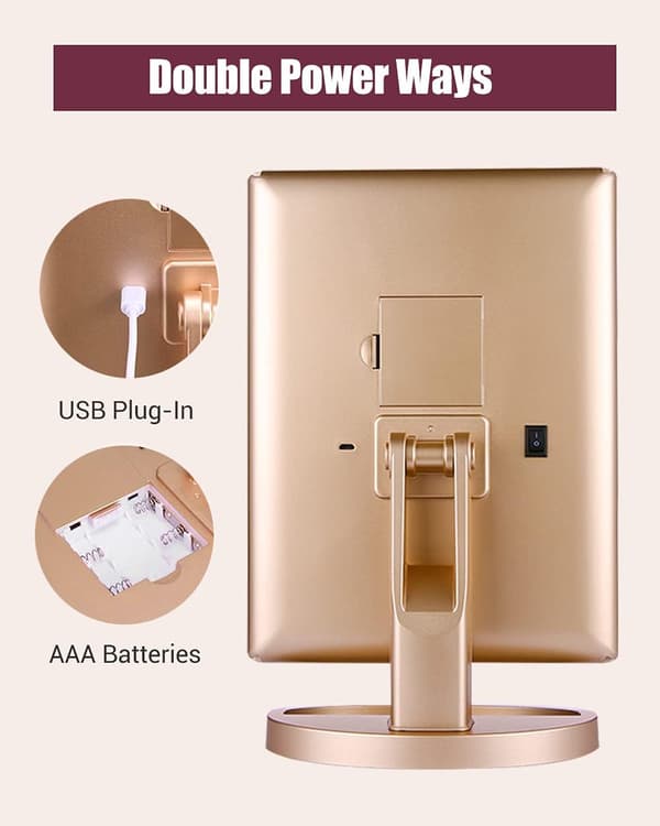 Lighted Vanity Mirror Touch Trifold Lighting 2x3x Magnification w