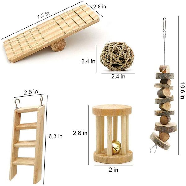 Blå dröm tuggleksaker för hamster 10-pack tuggleksaker i trä