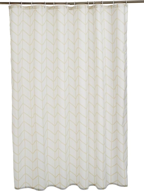 Duschdraperi i tyg med tryck 180x200cm Beige Duschdraperi b