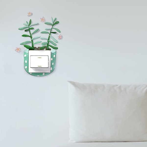 1PC Sukkulente planter strømuttak klistremerker søt tegneserie strømuttak