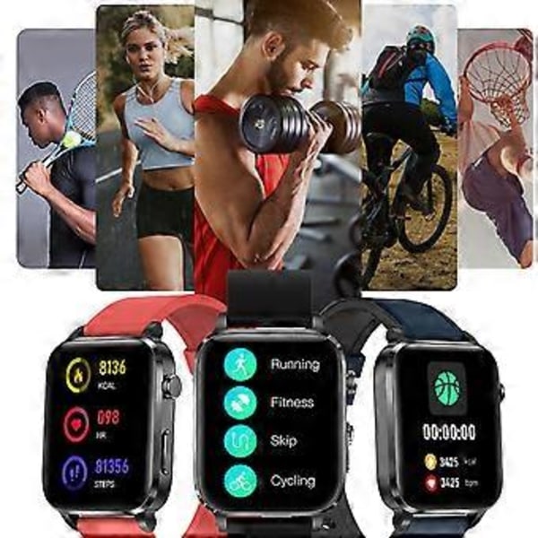 NYT Smartwatch, Bluetooth Ur Tekstbeskeder, Puls, Søvnmonitor Wolf Notch Smart Watch Blodsukker til Kvinder (Sort)