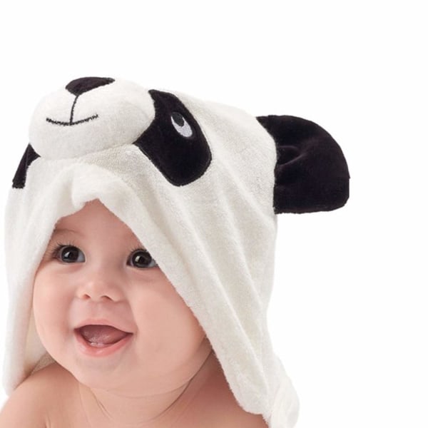 Panda hettehåndkle for baby - Mykt badehåndkle med bjørneører for baby