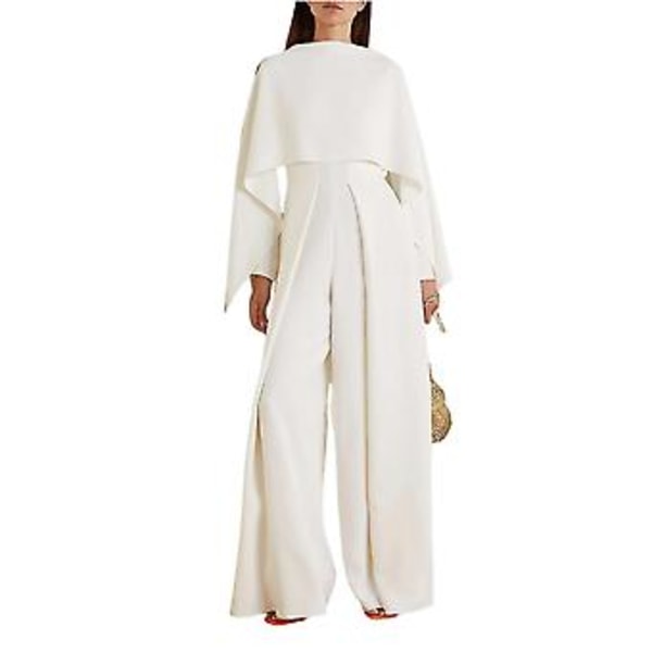 Dame Langærmet Wrap Ensfarvet Lynlås Jumpsuit Énstykke Urban Elegant Jumpsuit (L)